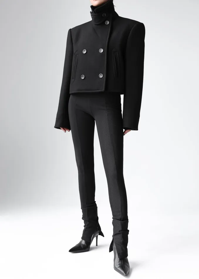 The Frankie Shop Outerwear Roel Cropped Peacoat 8211 Black 8211 Women
