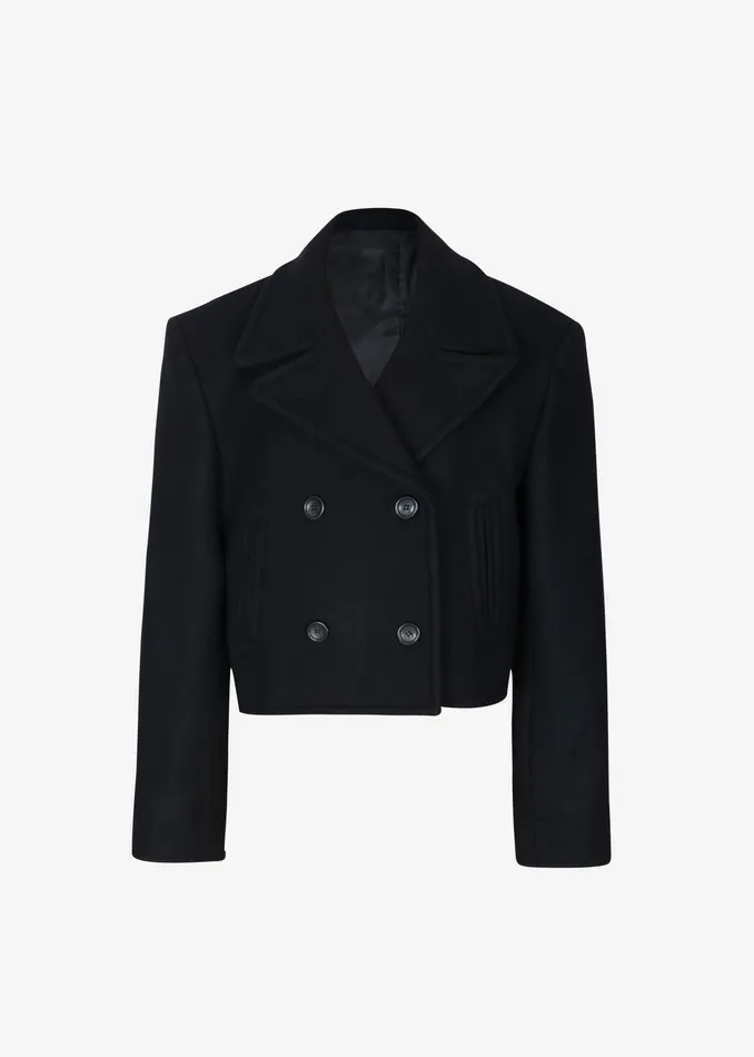The Frankie Shop Outerwear Roel Cropped Peacoat 8211 Black 8211 Women