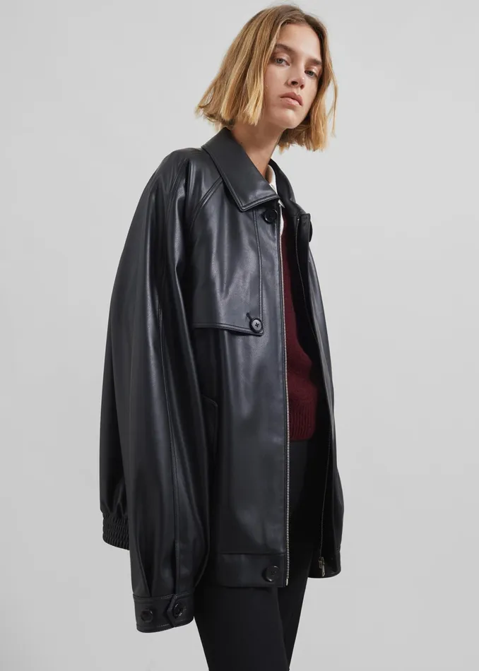 The Frankie Shop Outerwear Roisin Faux Leather Jacket 8211 Black 8211 Women