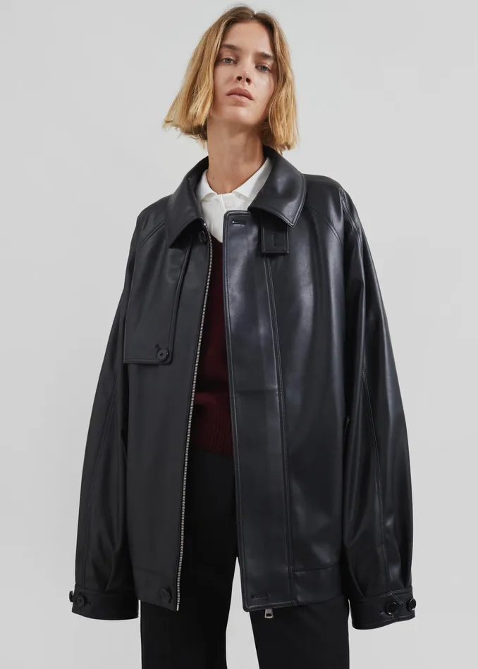 The Frankie Shop Outerwear Roisin Faux Leather Jacket 8211 Black 8211 Women