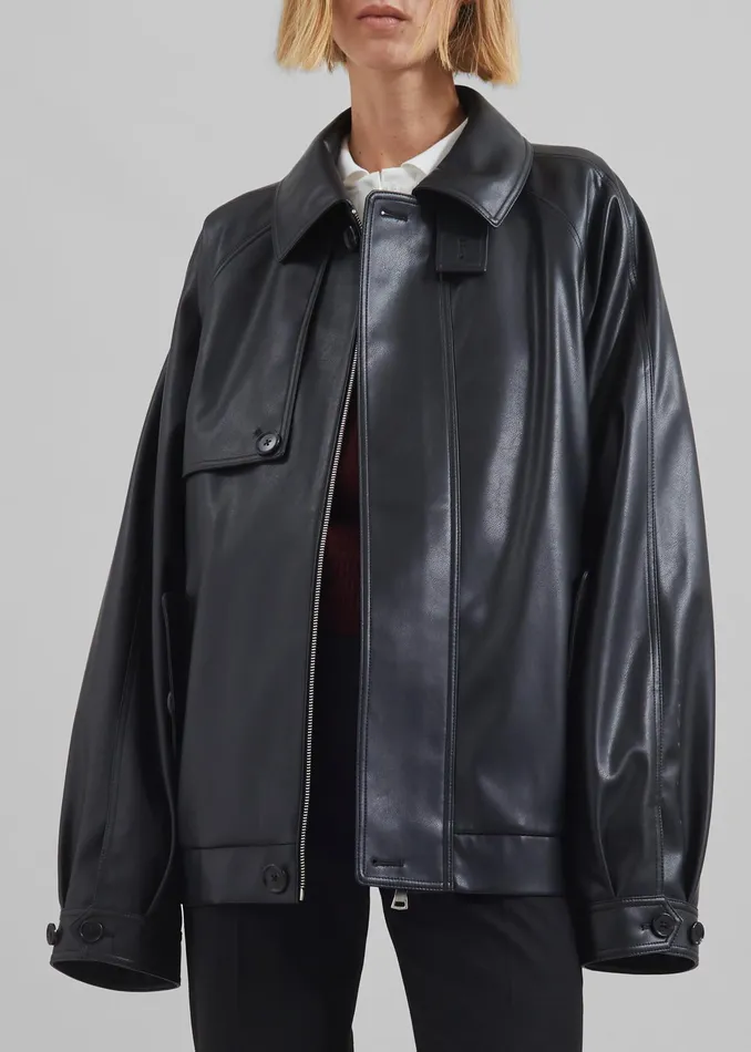 The Frankie Shop Outerwear Roisin Faux Leather Jacket 8211 Black 8211 Women