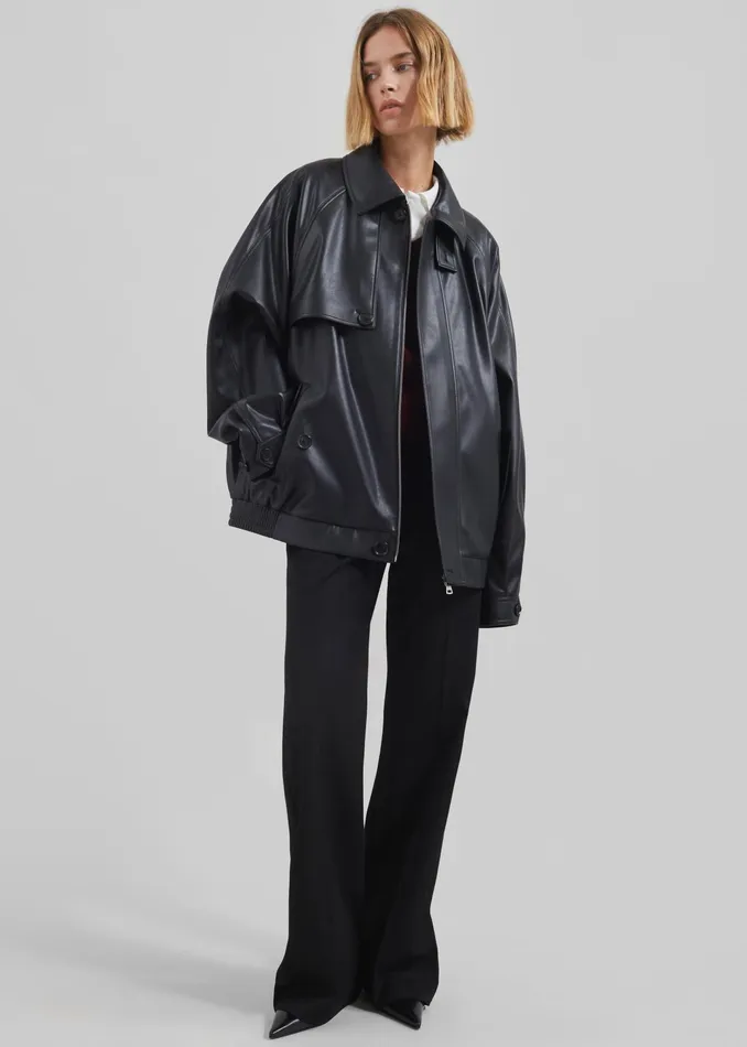 The Frankie Shop Outerwear Roisin Faux Leather Jacket 8211 Black 8211 Women