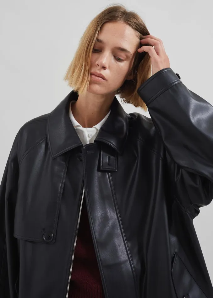 The Frankie Shop Outerwear Roisin Faux Leather Jacket 8211 Black 8211 Women