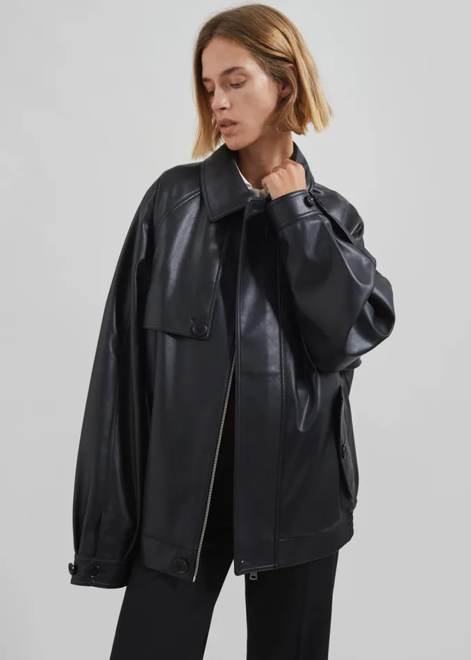 The Frankie Shop Outerwear Roisin Faux Leather Jacket 8211 Black 8211 Women