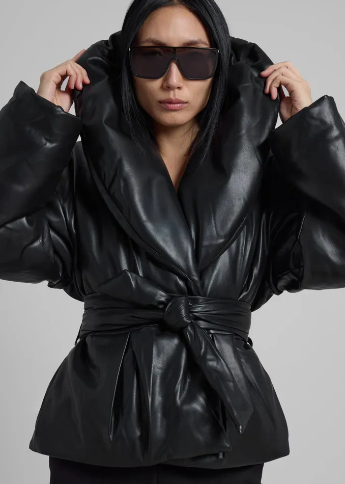 The Frankie Shop Outerwear Rotate Belted Puffer Jacket 8211 Black 8211 Women