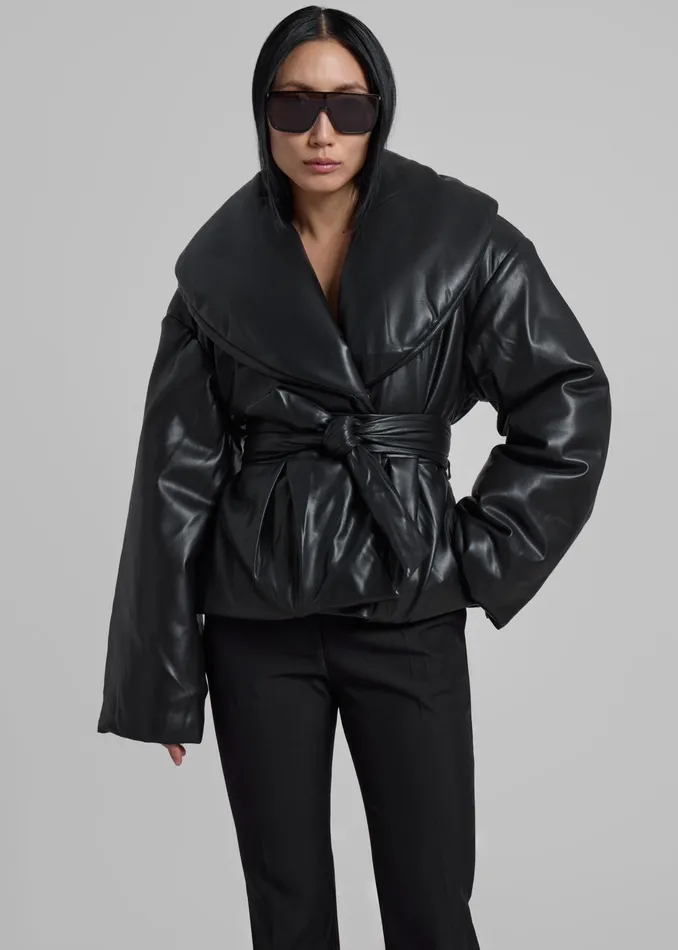 The Frankie Shop Outerwear Rotate Belted Puffer Jacket 8211 Black 8211 Women