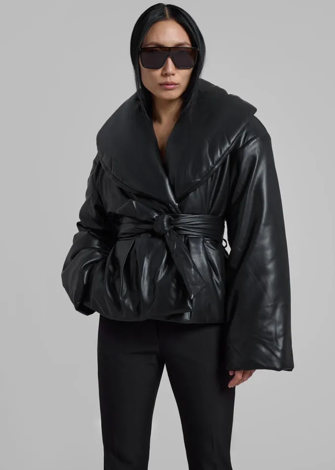 The Frankie Shop Outerwear Rotate Belted Puffer Jacket 8211 Black 8211 Women