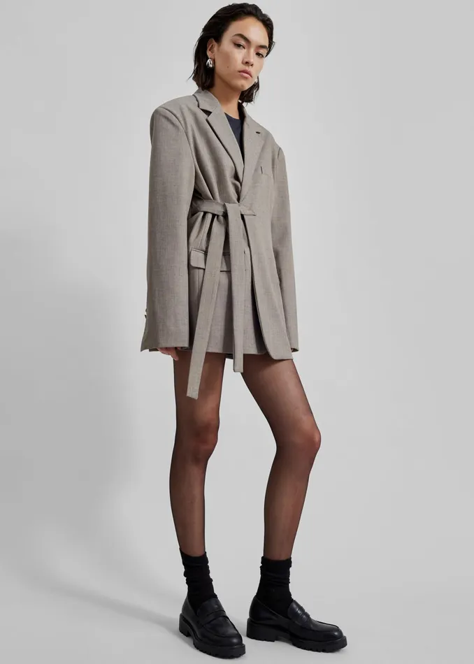 The Frankie Shop Outerwear Whiteney Tie Up Blazer 8211 Beige 8211 Women