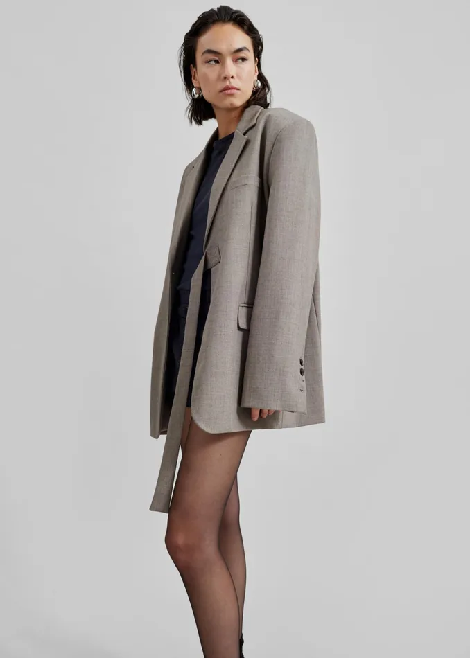 The Frankie Shop Outerwear Whiteney Tie Up Blazer 8211 Beige 8211 Women