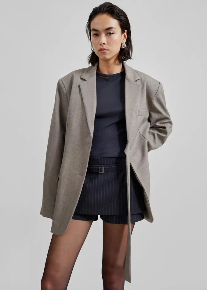 The Frankie Shop Outerwear Whiteney Tie Up Blazer 8211 Beige 8211 Women
