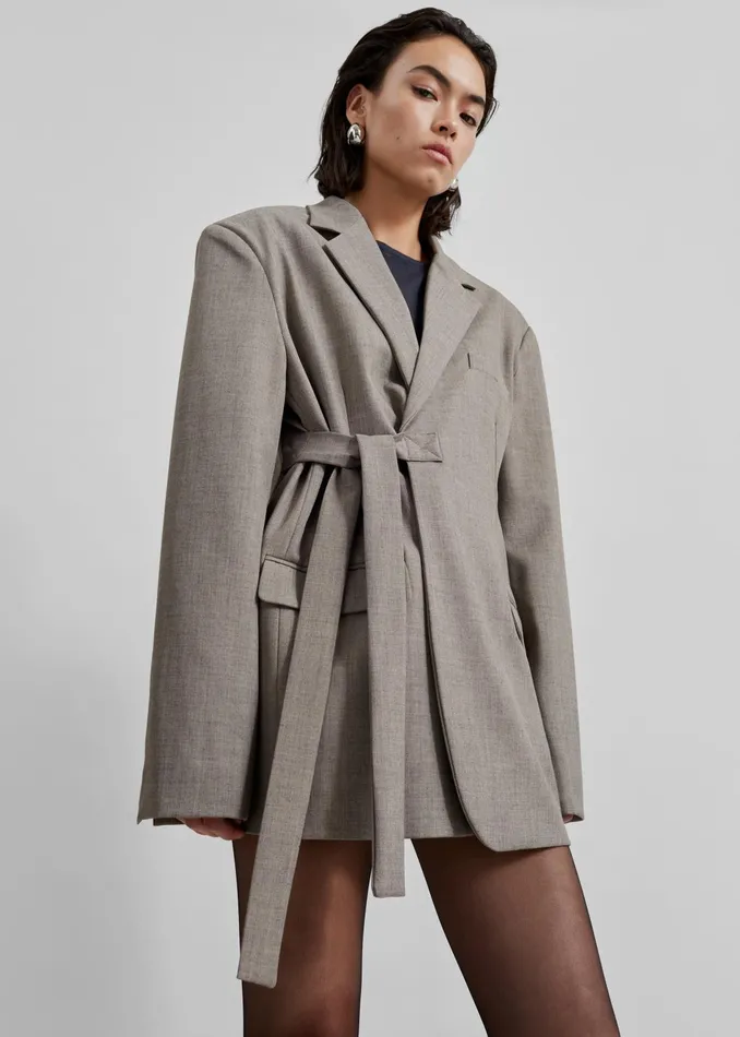 The Frankie Shop Outerwear Whiteney Tie Up Blazer 8211 Beige 8211 Women