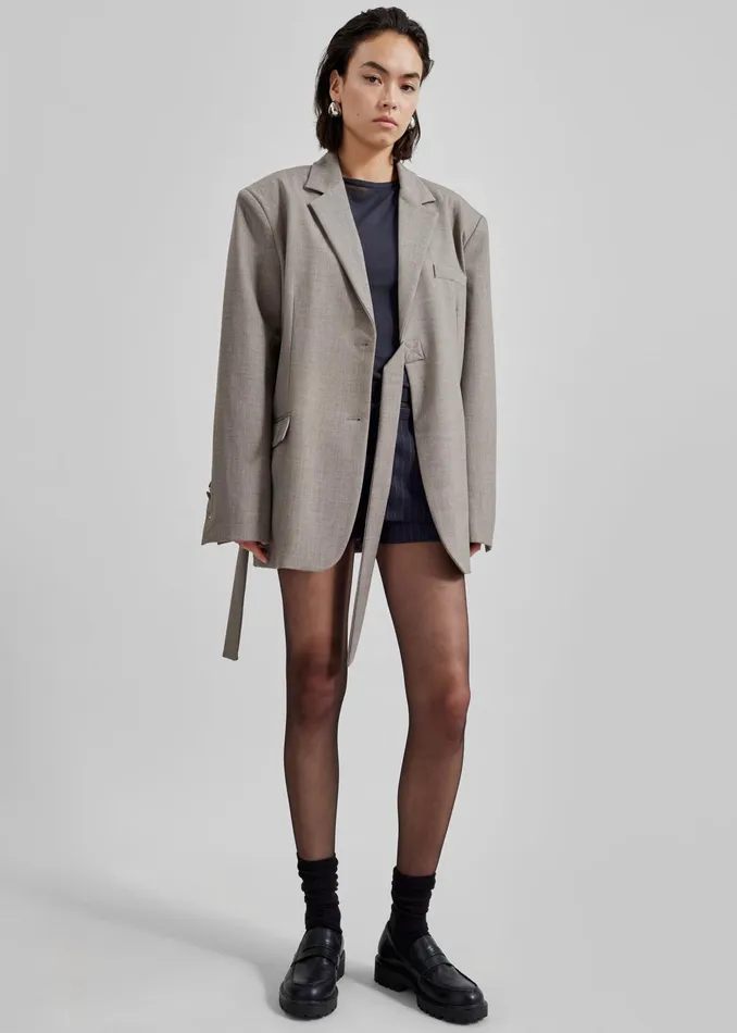The Frankie Shop Outerwear Whiteney Tie Up Blazer 8211 Beige 8211 Women