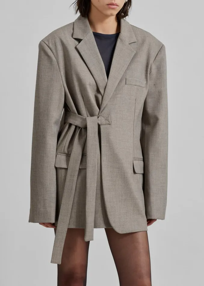The Frankie Shop Outerwear Whiteney Tie Up Blazer 8211 Beige 8211 Women