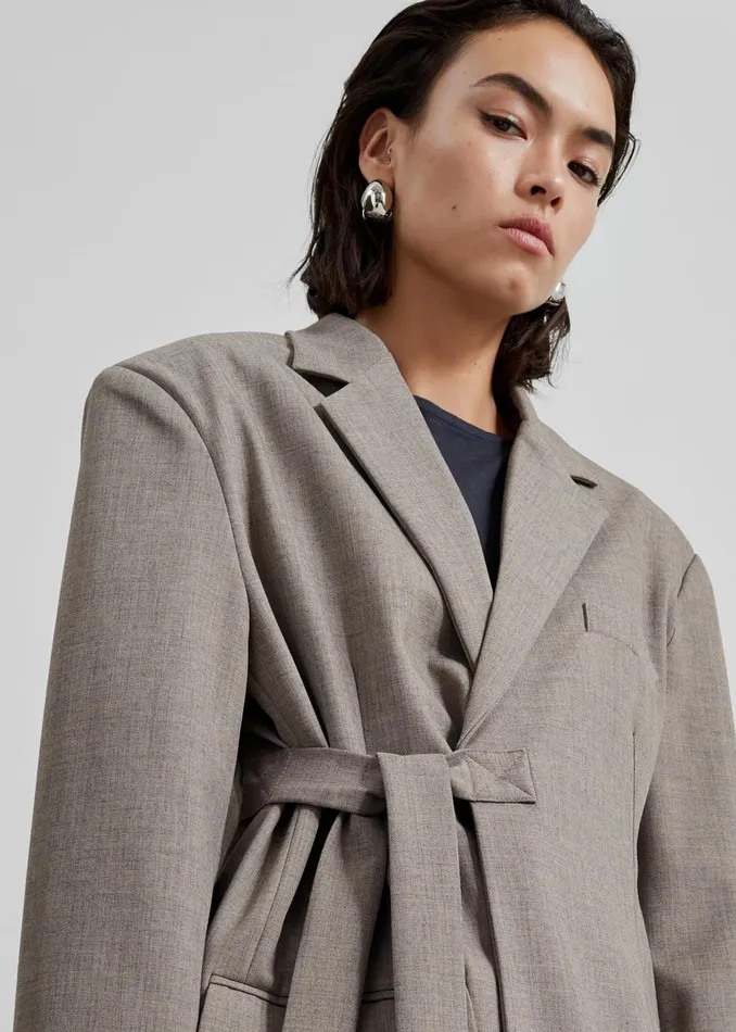 The Frankie Shop Outerwear Whiteney Tie Up Blazer 8211 Beige 8211 Women