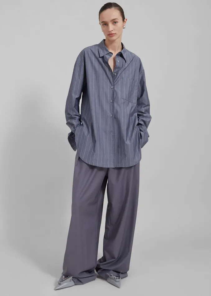 The Frankie Shop Tops Beatrix Button Up Shirt 8211 GreyWhite Pinstripe 8211 Women The Frankie Shop Tops Beatrix Button Up Shirt 8211 GreyWhite Pinstripe 8211 Women