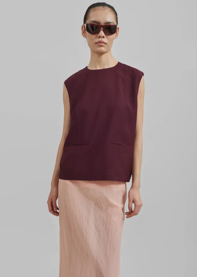 The Frankie Shop Tops Beaune Sleeveless Top 8211 Burgundy 8211 Women