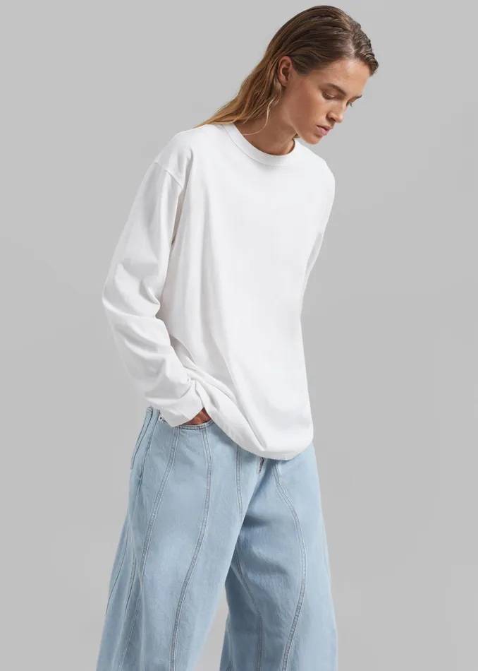 The Frankie Shop Tops Bennett Long Sleeves Tee 8211 Ivory 8211 Women