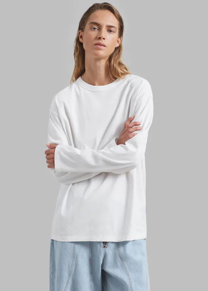 The Frankie Shop Tops Bennett Long Sleeves Tee 8211 Ivory 8211 Women