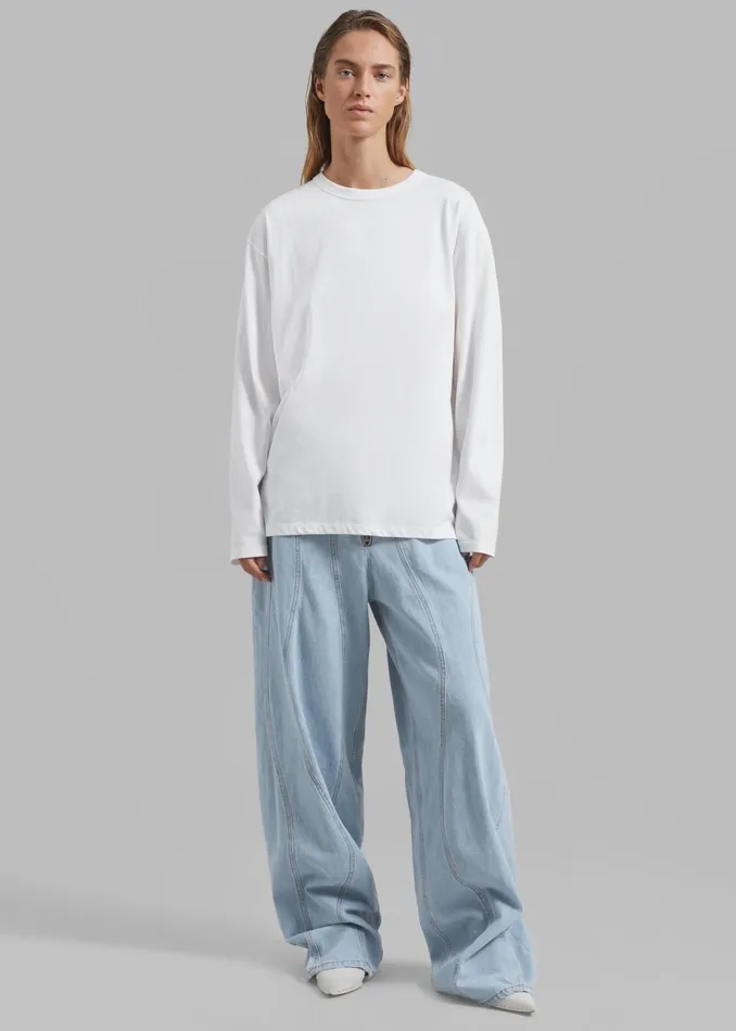 The Frankie Shop Tops Bennett Long Sleeves Tee 8211 Ivory 8211 Women