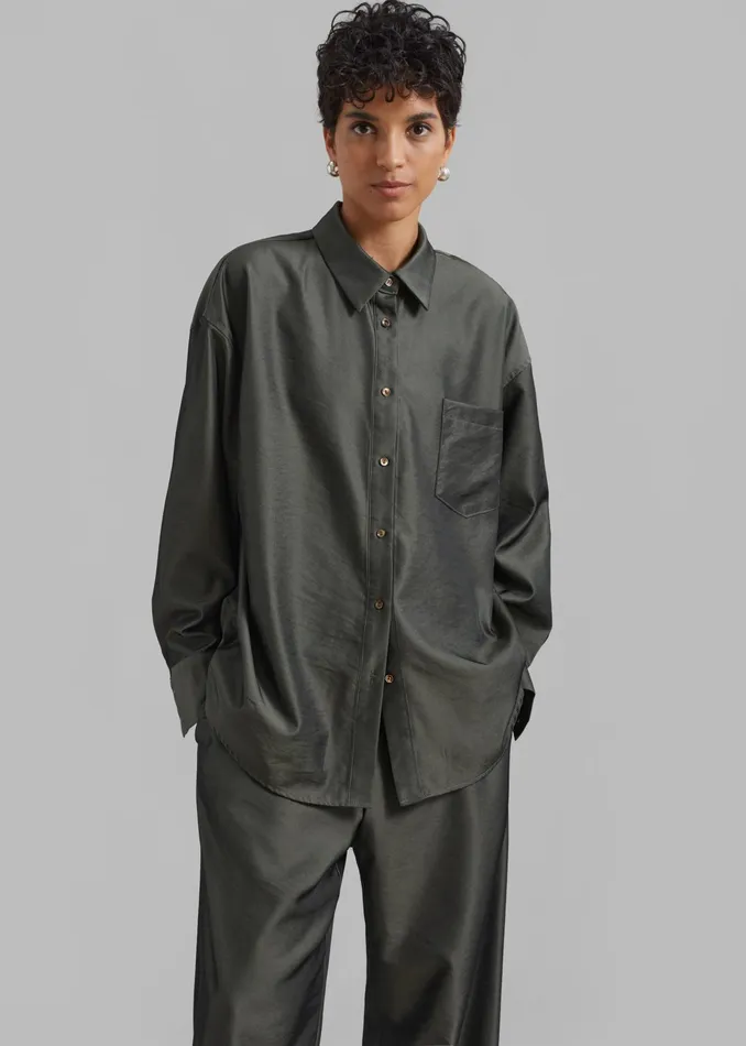 The Frankie Shop Tops Ethel Shirt 8211 Peacock 8211 Women