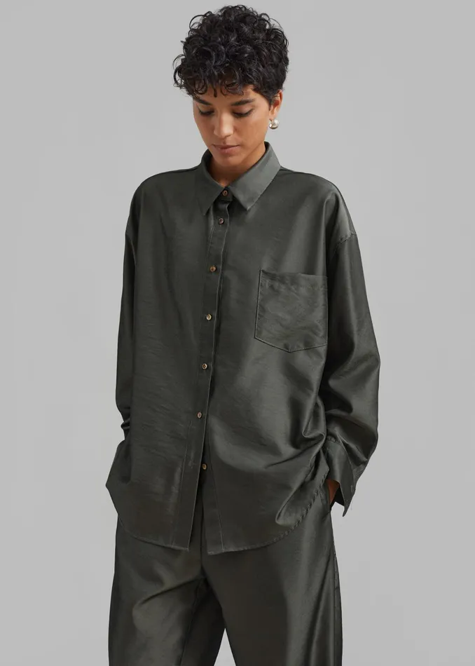 The Frankie Shop Tops Ethel Shirt 8211 Peacock 8211 Women