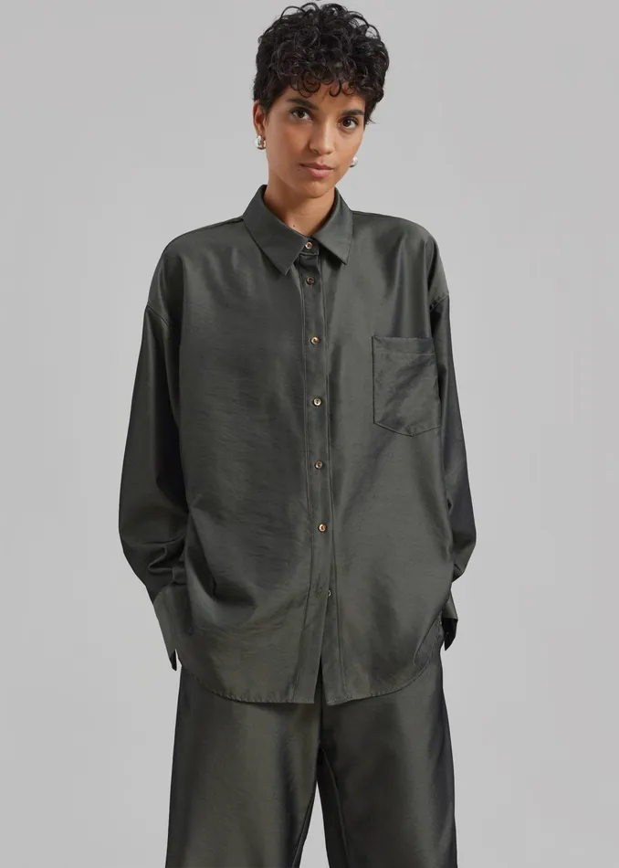 The Frankie Shop Tops Ethel Shirt 8211 Peacock 8211 Women