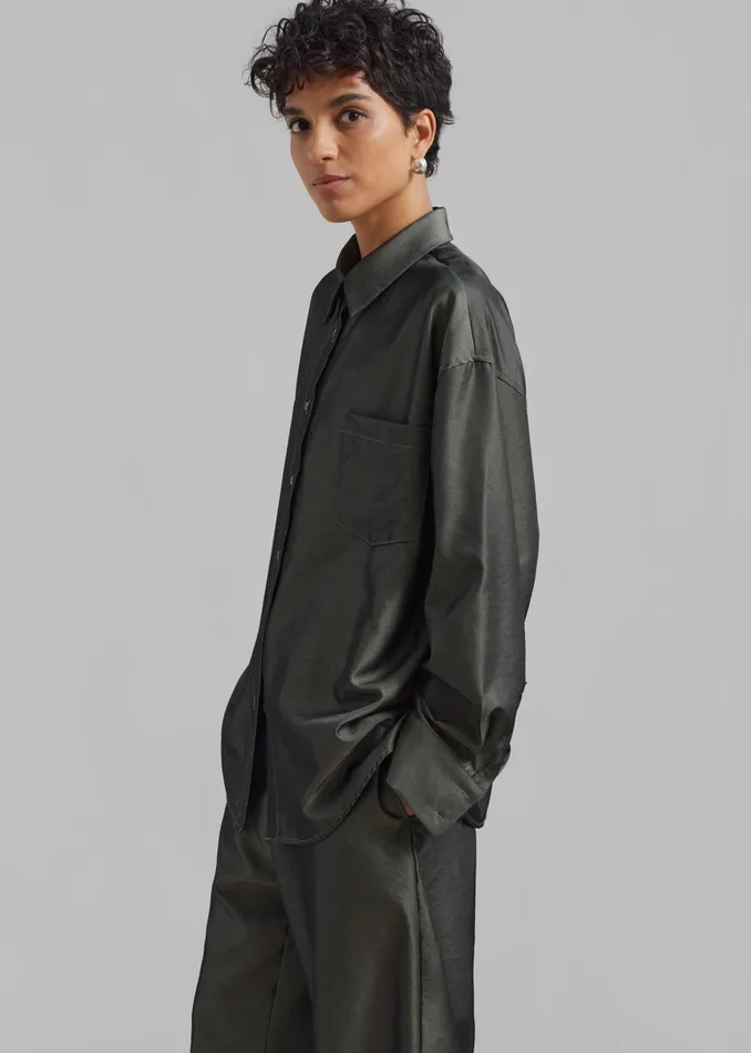 The Frankie Shop Tops Ethel Shirt 8211 Peacock 8211 Women