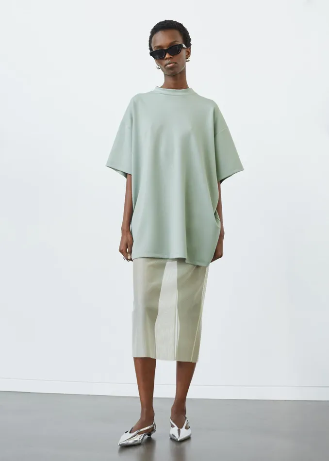 The Frankie Shop Tops Hal Drop Shoulder TShirt 8211 Sage 8211 Women