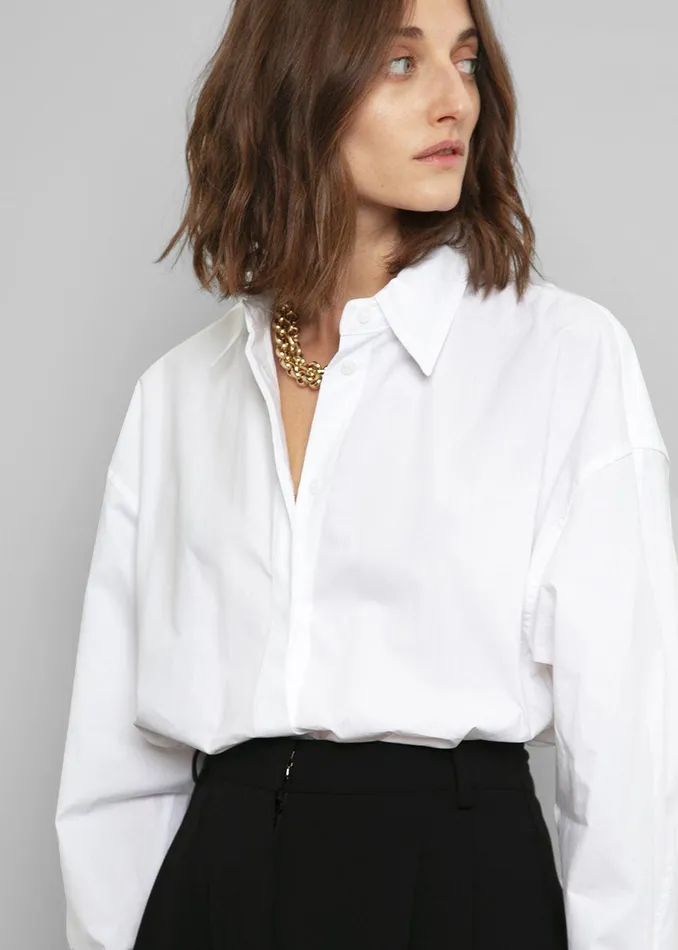 The Frankie Shop Tops Lakely Oversized Button Down Shirt 8211 White 8211 Women The Frankie Shop Tops Lakely Oversized Button Down Shirt 8211 White 8211 Women