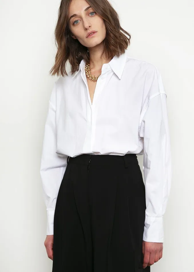 The Frankie Shop Tops Lakely Oversized Button Down Shirt 8211 White 8211 Women