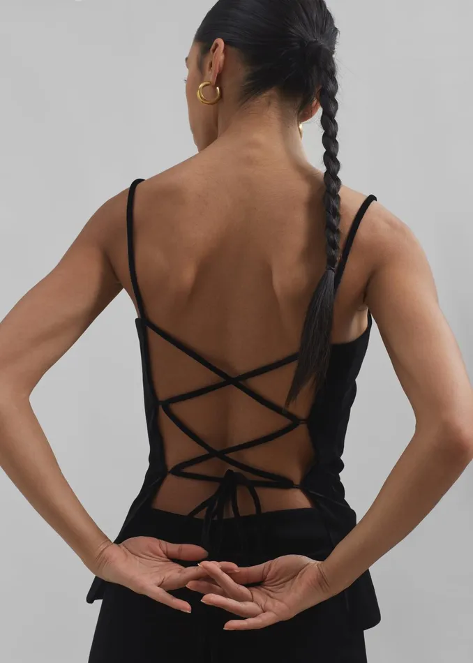 The Frankie Shop Tops Lucia Velvet Tank 8211 Black 8211 Women