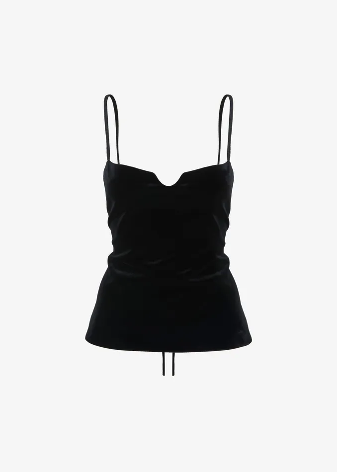 The Frankie Shop Tops Lucia Velvet Tank 8211 Black 8211 Women