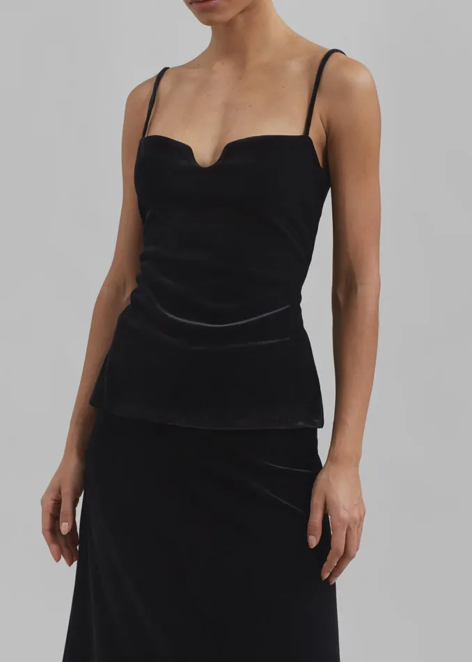 The Frankie Shop Tops Lucia Velvet Tank 8211 Black 8211 Women