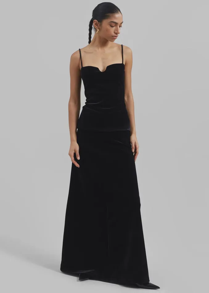 The Frankie Shop Tops Lucia Velvet Tank 8211 Black 8211 Women
