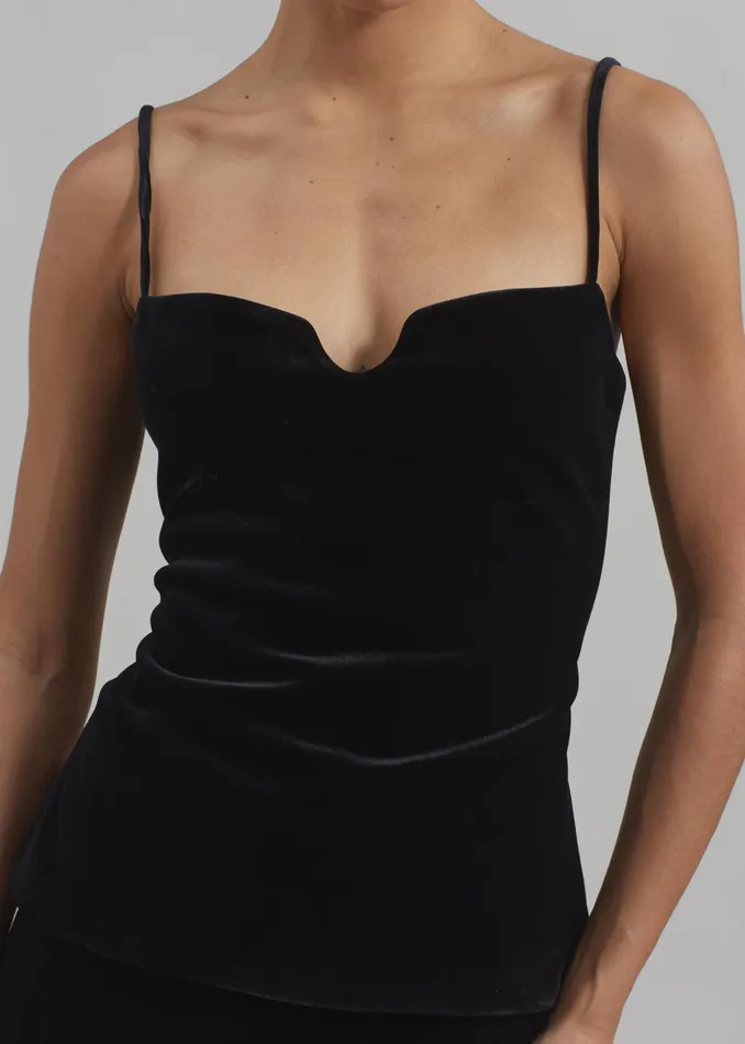 The Frankie Shop Tops Lucia Velvet Tank 8211 Black 8211 Women