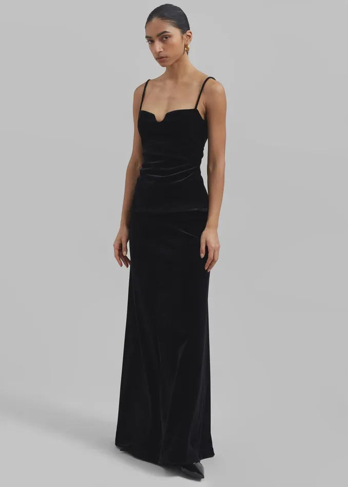 The Frankie Shop Tops Lucia Velvet Tank 8211 Black 8211 Women