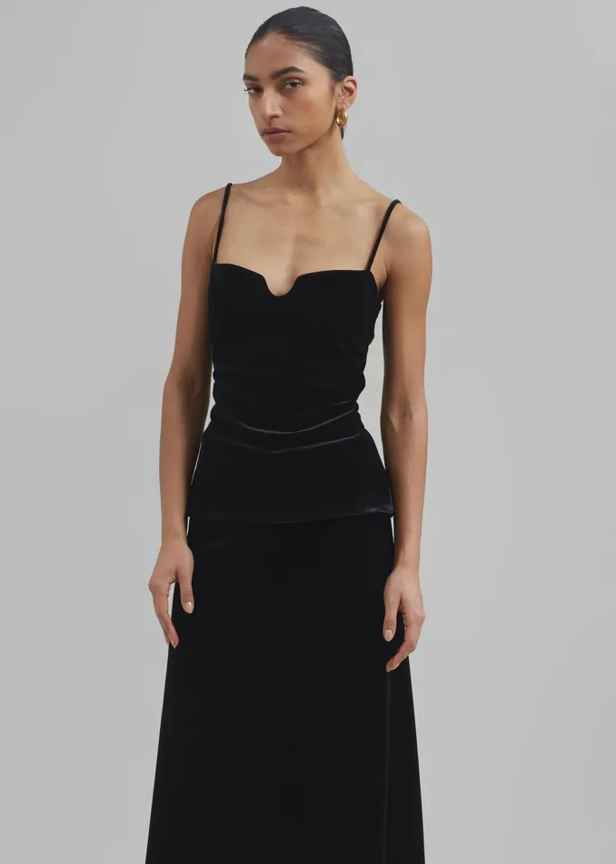 The Frankie Shop Tops Lucia Velvet Tank 8211 Black 8211 Women