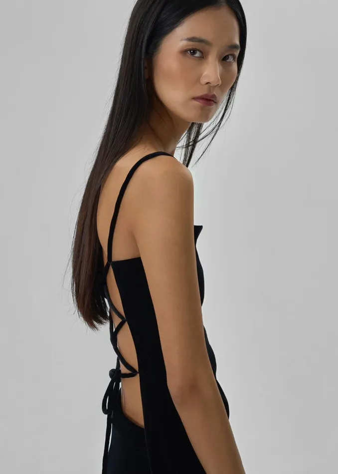 The Frankie Shop Tops Lucia Velvet Tank 8211 Black 8211 Women