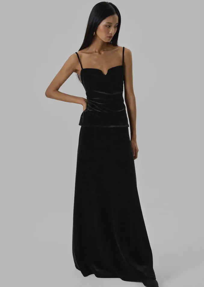 The Frankie Shop Tops Lucia Velvet Tank 8211 Black 8211 Women