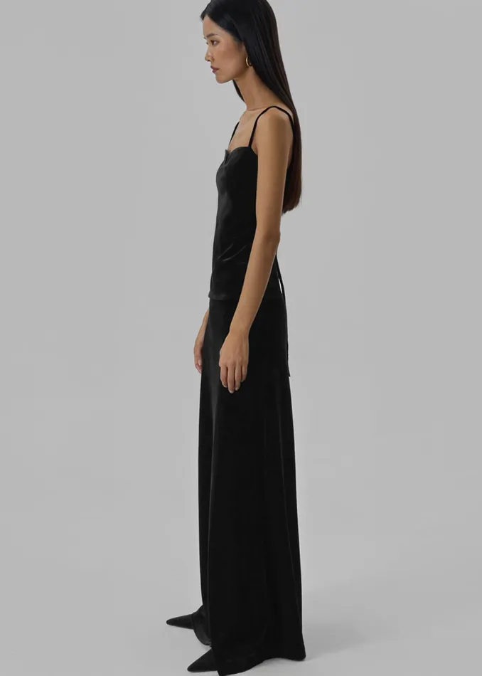 The Frankie Shop Tops Lucia Velvet Tank 8211 Black 8211 Women