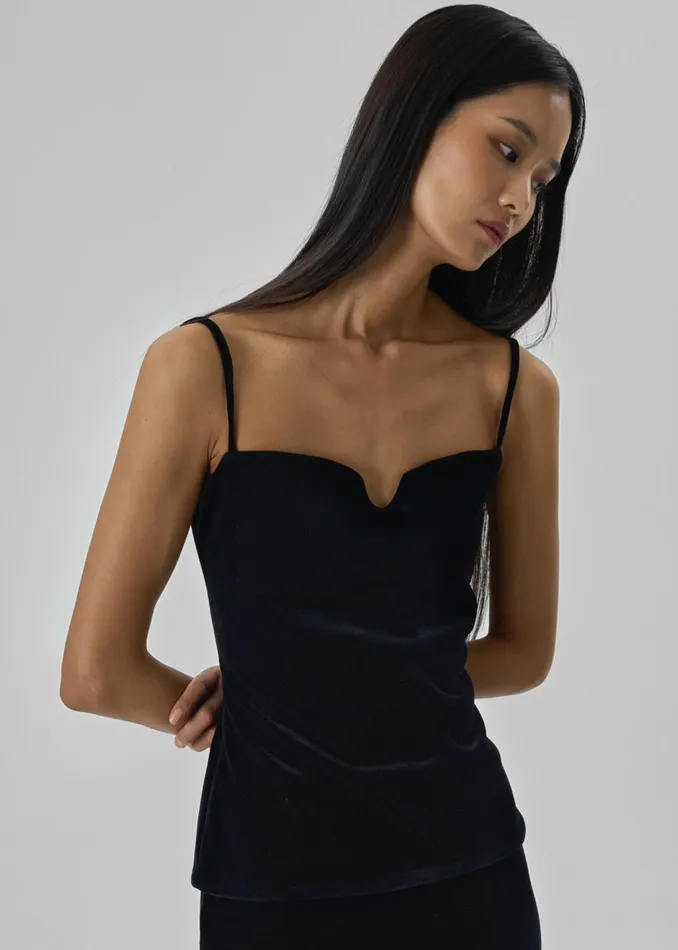 The Frankie Shop Tops Lucia Velvet Tank 8211 Black 8211 Women