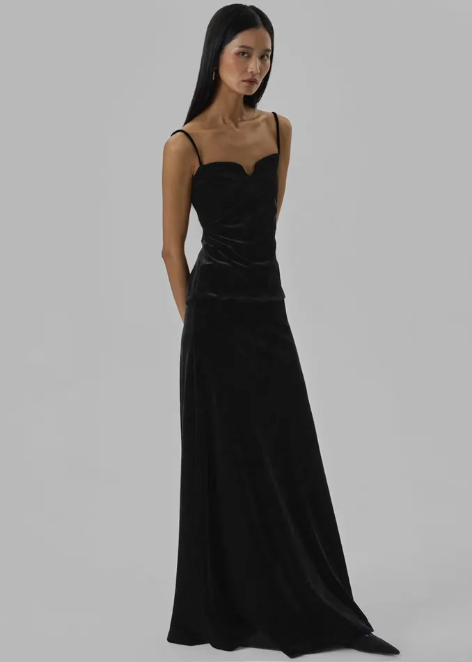 The Frankie Shop Tops Lucia Velvet Tank 8211 Black 8211 Women