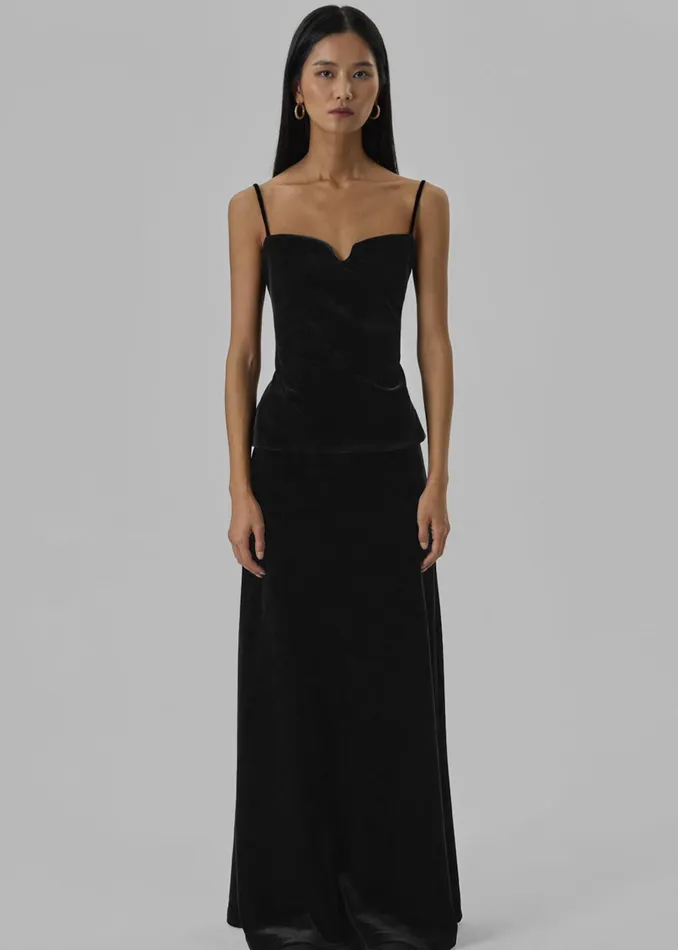 The Frankie Shop Tops Lucia Velvet Tank 8211 Black 8211 Women
