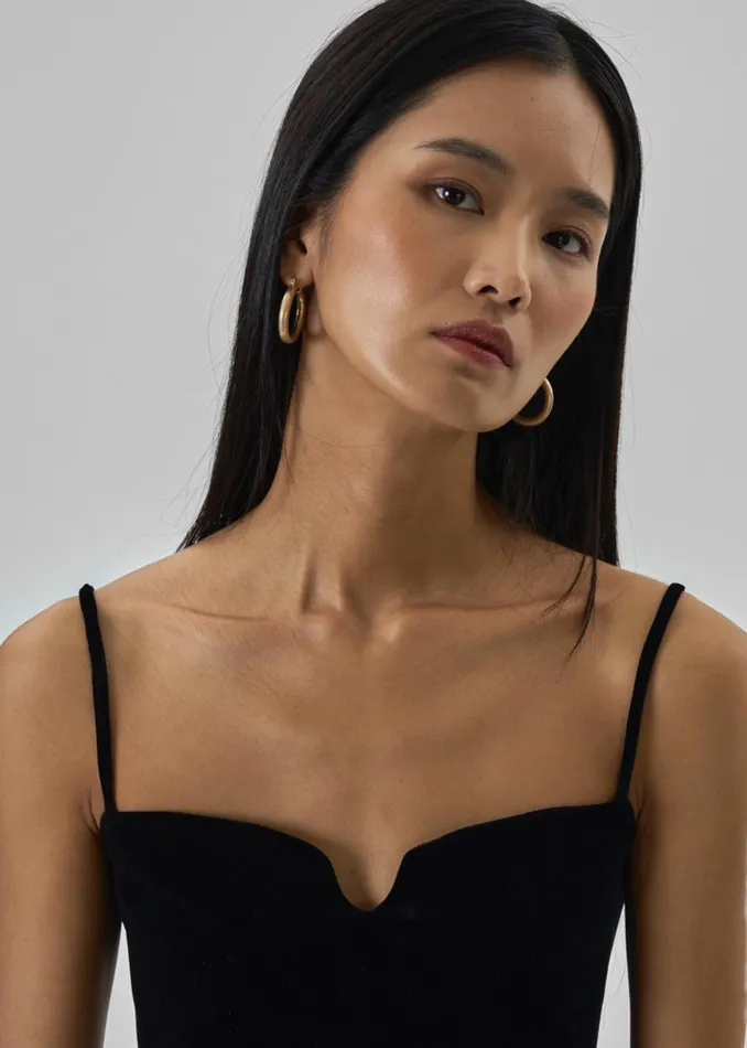 The Frankie Shop Tops Lucia Velvet Tank 8211 Black 8211 Women