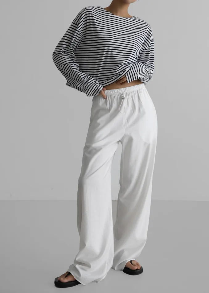 The Frankie Shop Tops Neha Cropped Top 8211 Navy Stripe 8211 Women