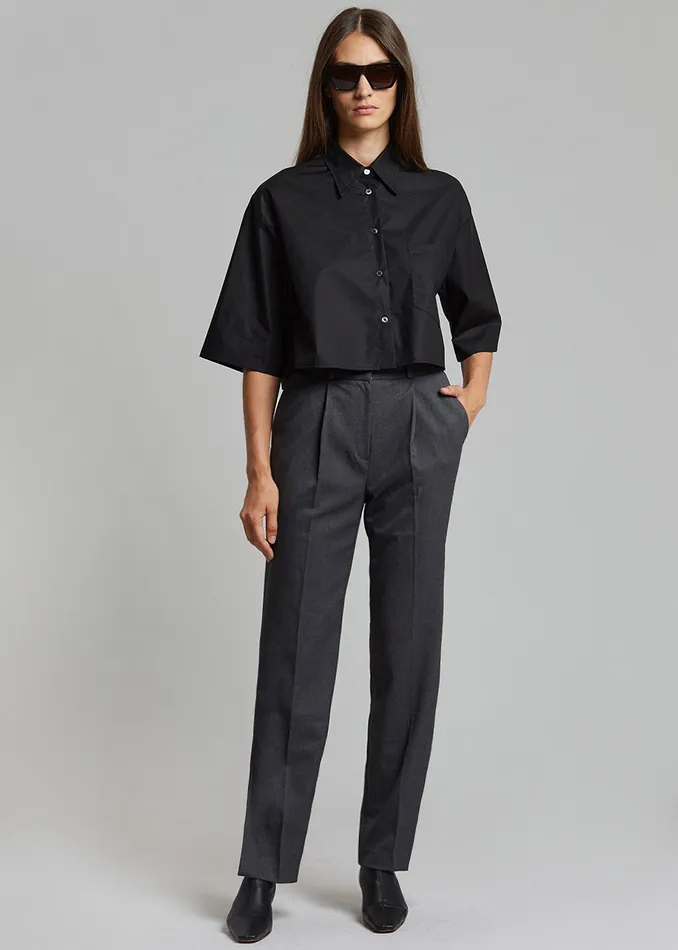 The Frankie Shop Tops Odem Cropped Shirt 8211 Black 8211 Women