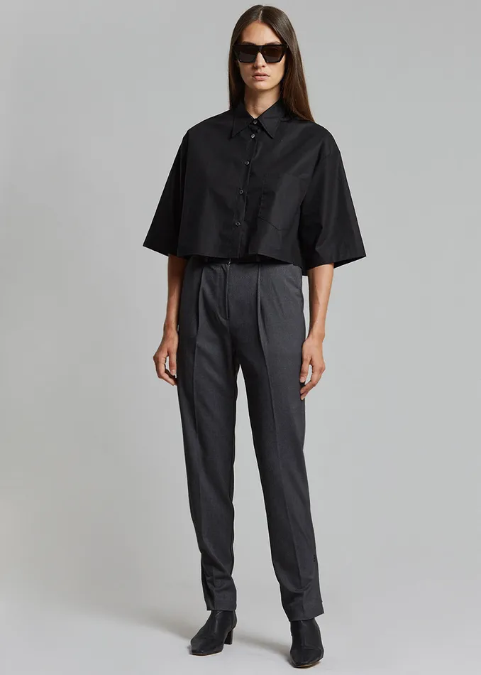 The Frankie Shop Tops Odem Cropped Shirt 8211 Black 8211 Women