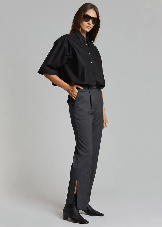 The Frankie Shop Tops Odem Cropped Shirt 8211 Black 8211 Women