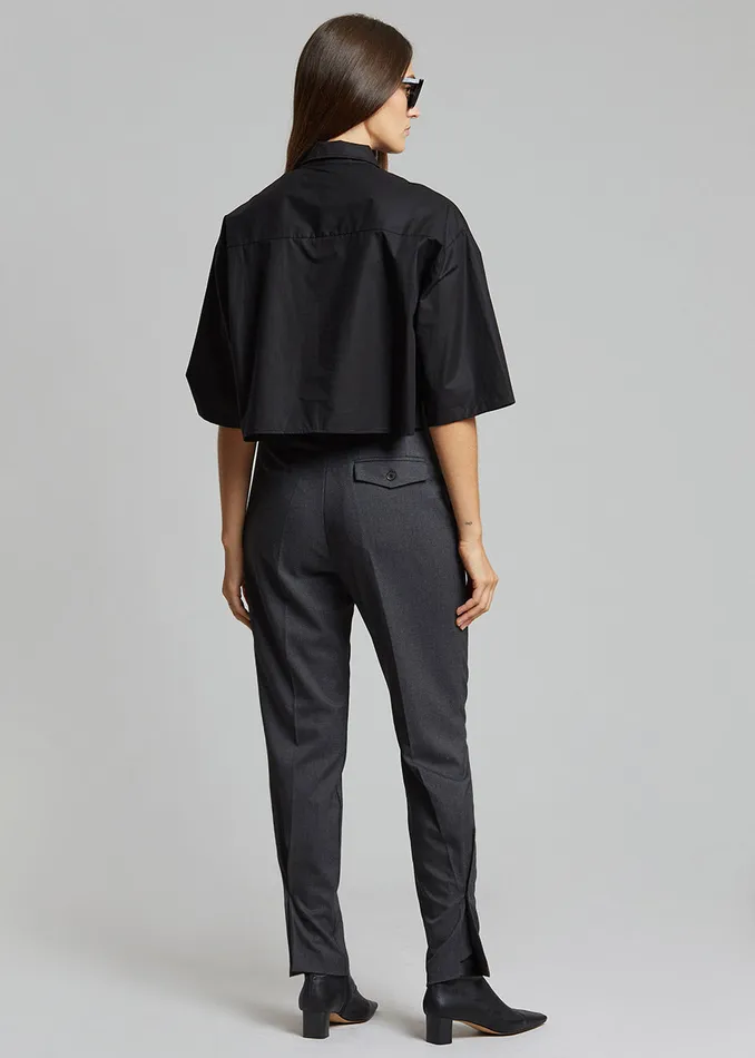 The Frankie Shop Tops Odem Cropped Shirt 8211 Black 8211 Women