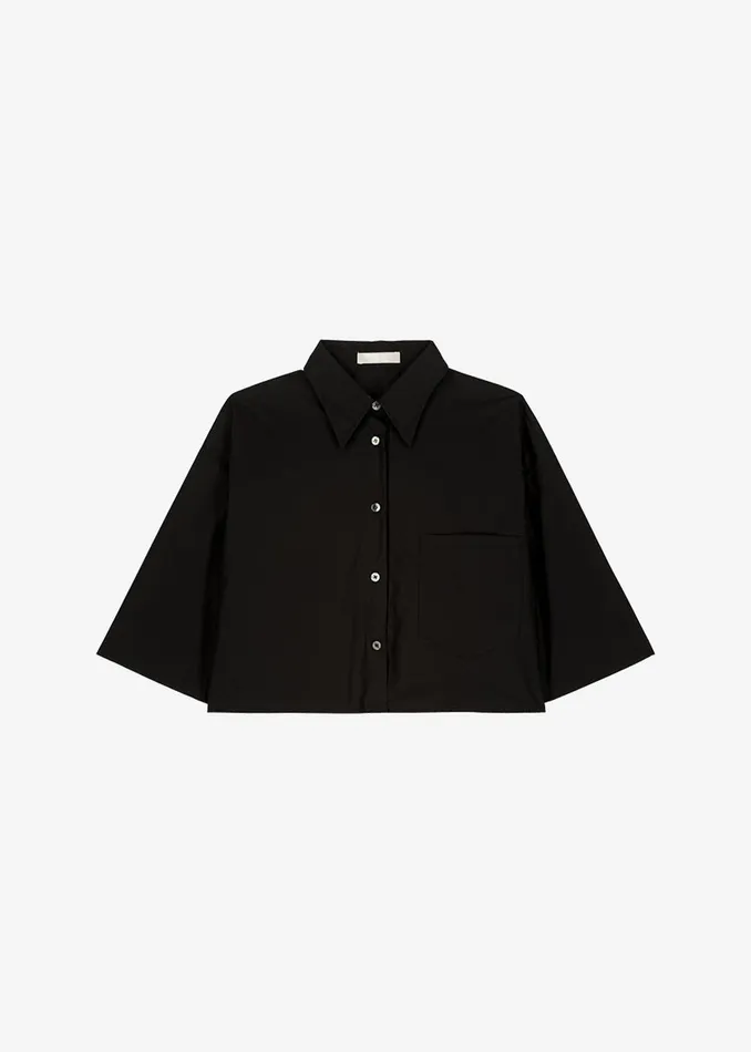 The Frankie Shop Tops Odem Cropped Shirt 8211 Black 8211 Women